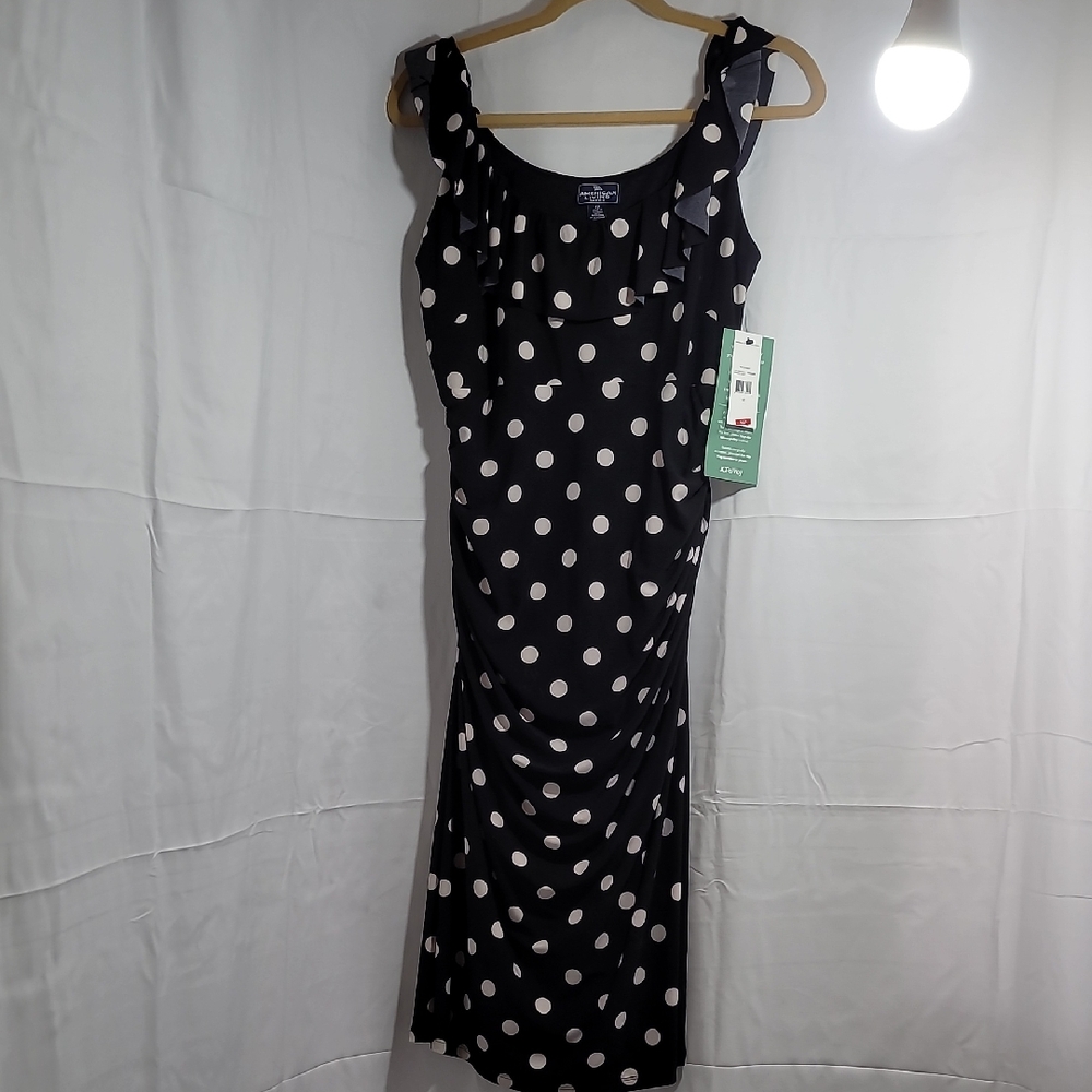 American Living Black and White Polka Dot Sheath Dress